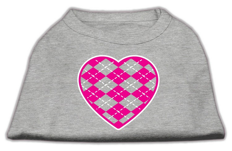 Argyle Heart Pink Screen Print Shirt Grey XS